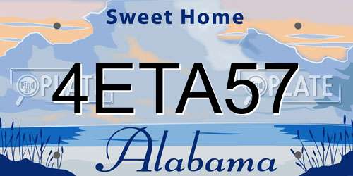 4ETA57 Alabama License Plate