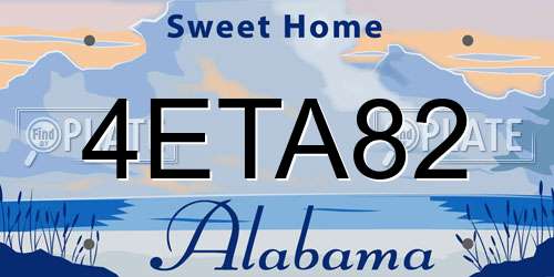 4ETA82 Alabama License Plate