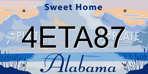 4ETA87 Alabama License Plate