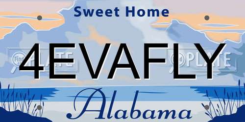 4EVAFLY Alabama License Plate