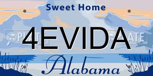 4EVIDA Alabama License Plate