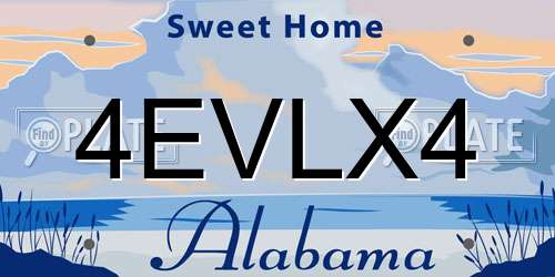 4EVLX4 Alabama License Plate