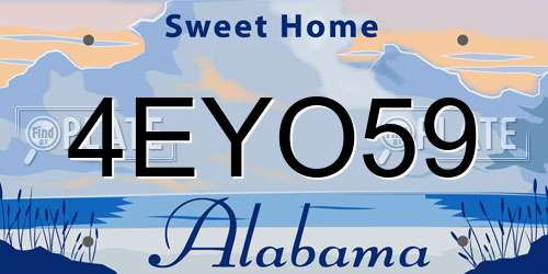 4EYO59 Alabama License Plate