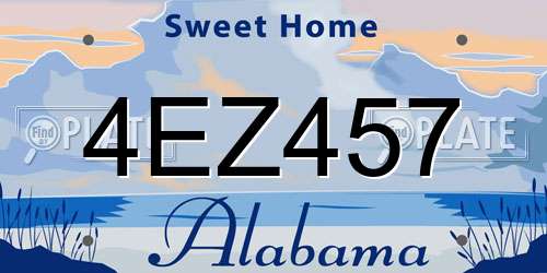 4EZ457 Alabama License Plate