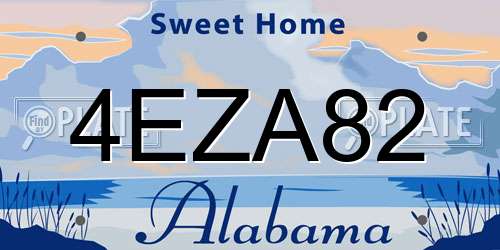 4EZA82 Alabama License Plate