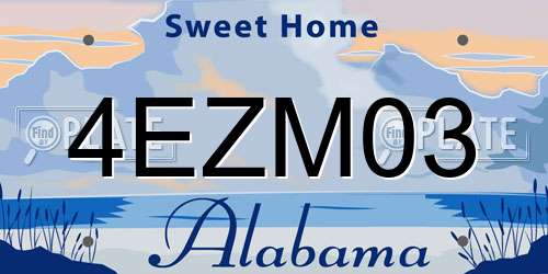 4EZM03 Alabama License Plate