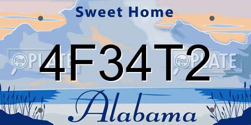 4F34T2 Alabama License Plate