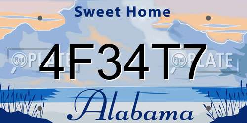 4F34T7 Alabama License Plate