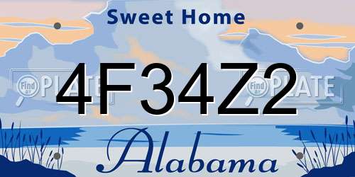 4F34Z2 Alabama License Plate