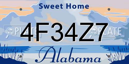 4F34Z7 Alabama License Plate