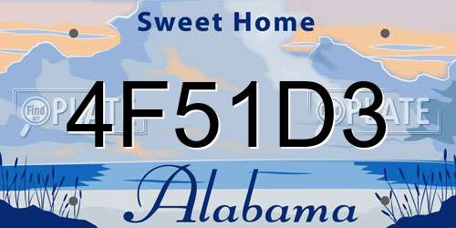 4F51D3 Alabama License Plate