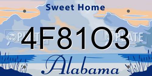4F81O3 Alabama License Plate