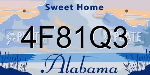 4F81Q3 Alabama License Plate