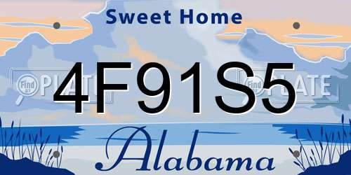 4F91S5 Alabama License Plate