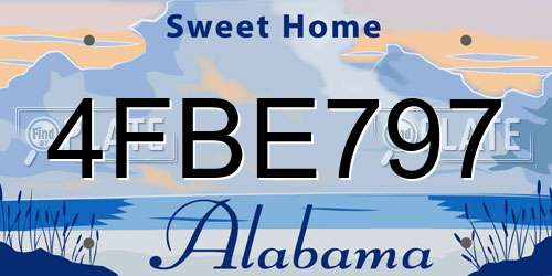 4FBE797 Alabama License Plate