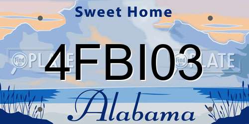 4FBI03 Alabama License Plate