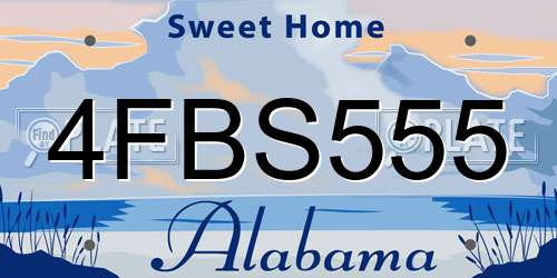 4FBS555 Alabama License Plate