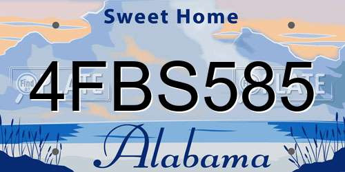 4FBS585 Alabama License Plate