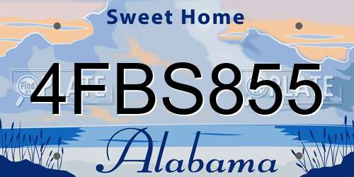 4FBS855 Alabama License Plate