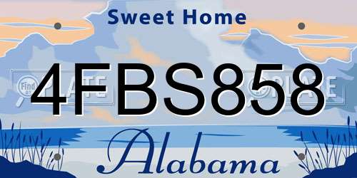 4FBS858 Alabama License Plate