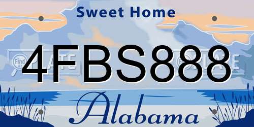 4FBS888 Alabama License Plate