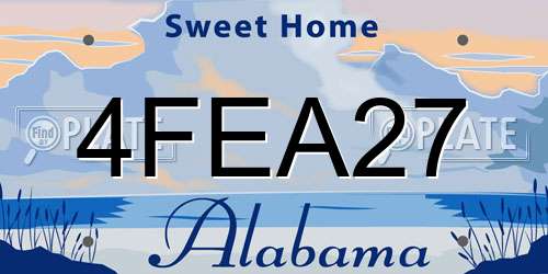 4FEA27 Alabama License Plate