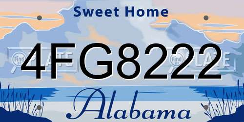 4FG8222 Alabama License Plate