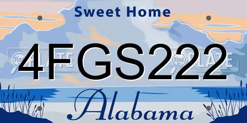 4FGS222 Alabama License Plate