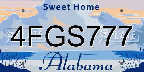 4FGS777 Alabama License Plate