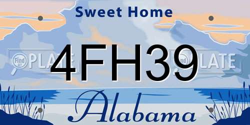 4FH39 Alabama License Plate