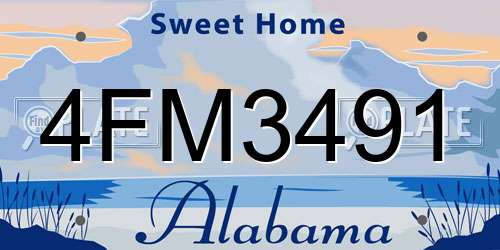 4FM3491 Alabama License Plate