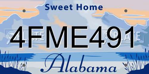 4FME491 Alabama License Plate