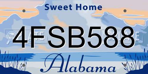 4FSB588 Alabama License Plate