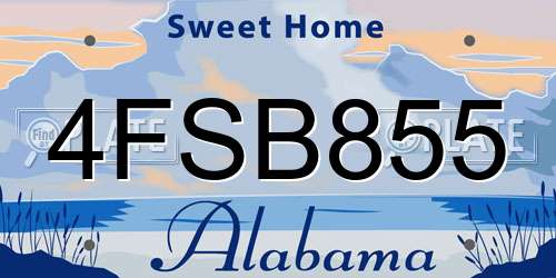 4FSB855 Alabama License Plate