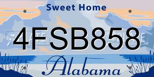 4FSB858 Alabama License Plate