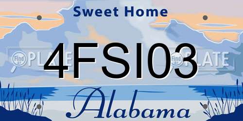 4FSI03 Alabama License Plate