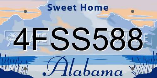 4FSS588 Alabama License Plate