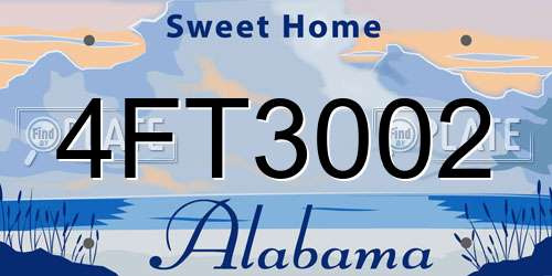 4FT3002 Alabama License Plate