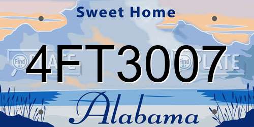 4FT3007 Alabama License Plate