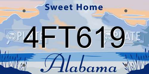 4FT619 Alabama License Plate