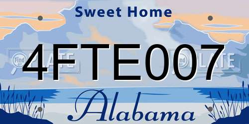 4FTE007 Alabama License Plate