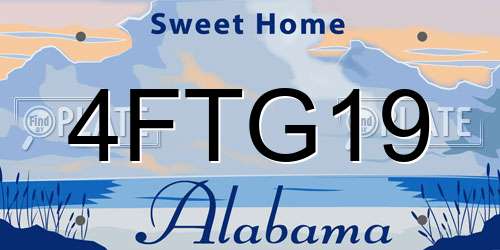 4FTG19 Alabama License Plate