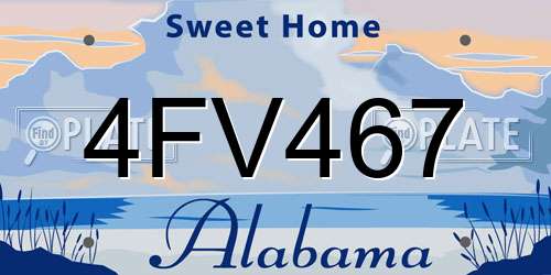 4FV467 Alabama License Plate