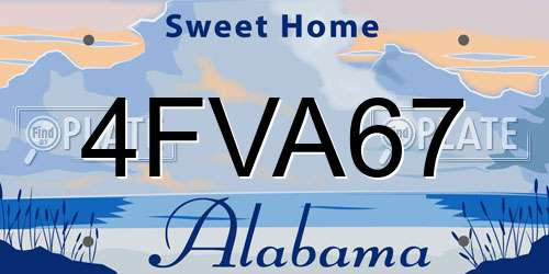 4FVA67 Alabama License Plate