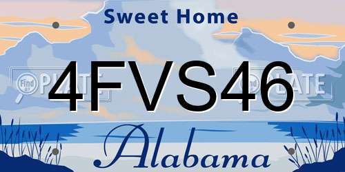 4FVS46 Alabama License Plate