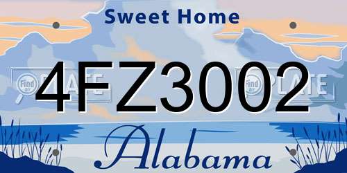 4FZ3002 Alabama License Plate