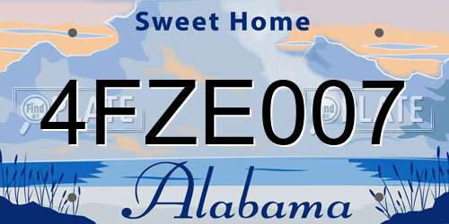 4FZE007 Alabama License Plate