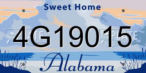 4G19015 Alabama License Plate