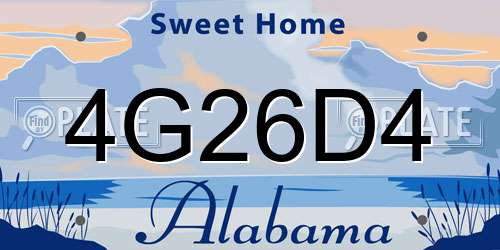 4G26D4 Alabama License Plate