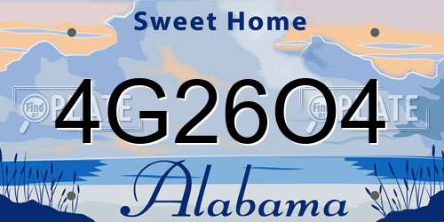 4G26O4 Alabama License Plate